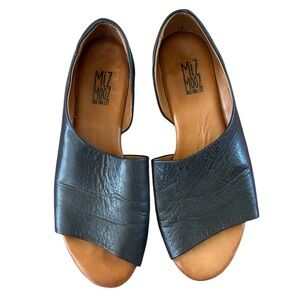 Miz Mooz Dark Leather Open-Toe Flats